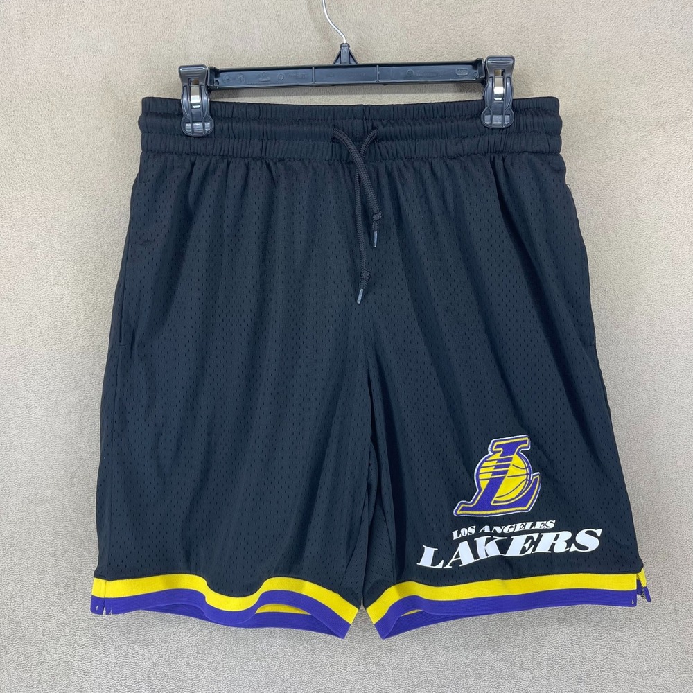 Ultra Game Los Angeles Lakers Basketball Shorts‎ Men's Medium Black NBA Mesh